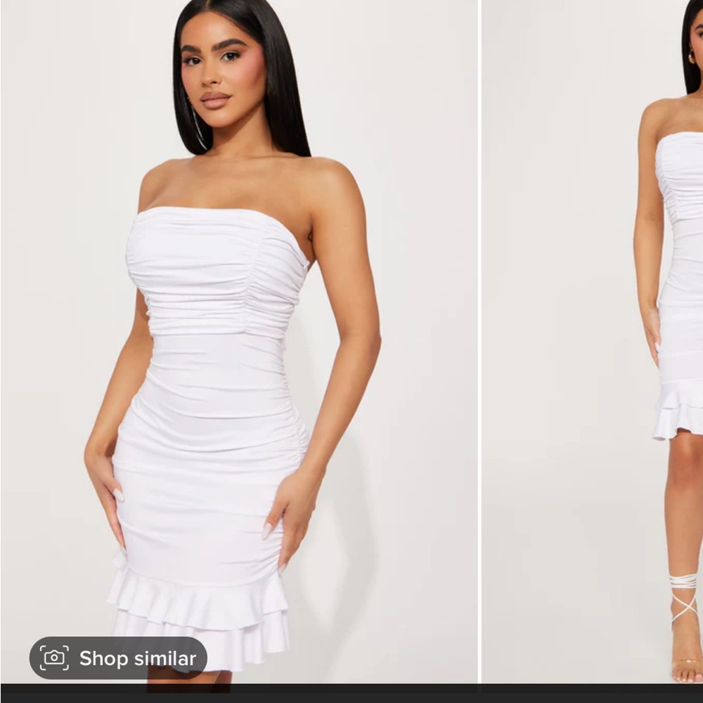 Elegant White Ruched Dress
